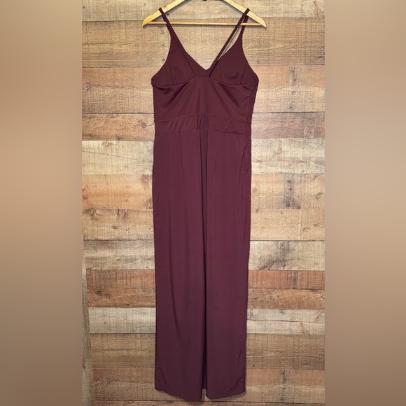 Halara Breezeful Backless Wide Leg Jumpsuit Amaranth Burgundy size Large - Picture 5 of 11